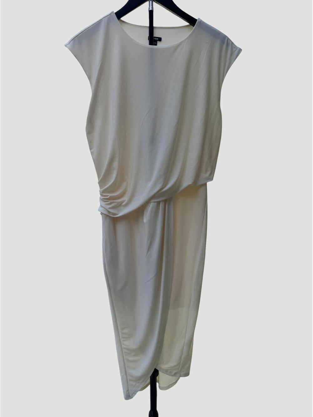 Express Cream Sleeveless Draped Midi Dress Size S